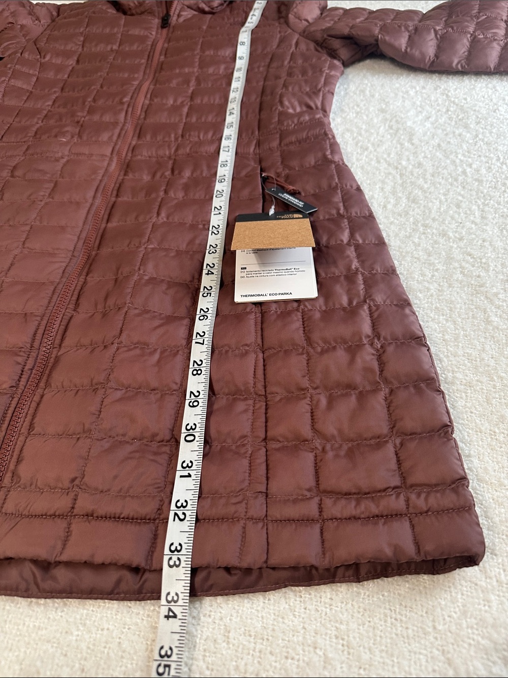 The North Face Women's Hooded Quilted Long Puffer Jacket - Mauve Brown - Picture 11 of 11